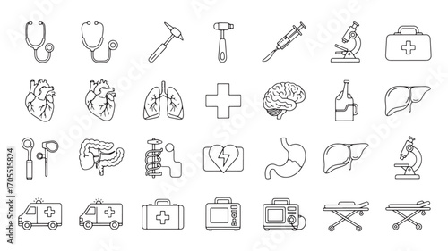 Medical Icon Set Line Art Graphics for Healthcare