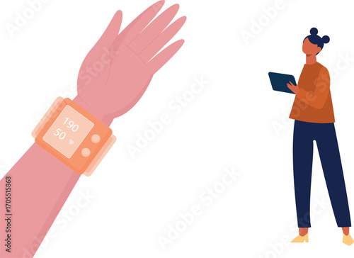 Girl wears digital watch to count sugar level