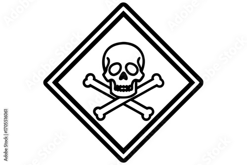 Black and White Poison Warning Sign