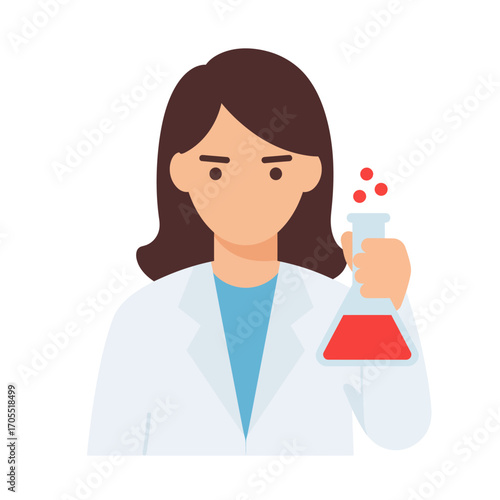 Scientist holding a flask, chemical experiment, laboratory, research, and scientific study