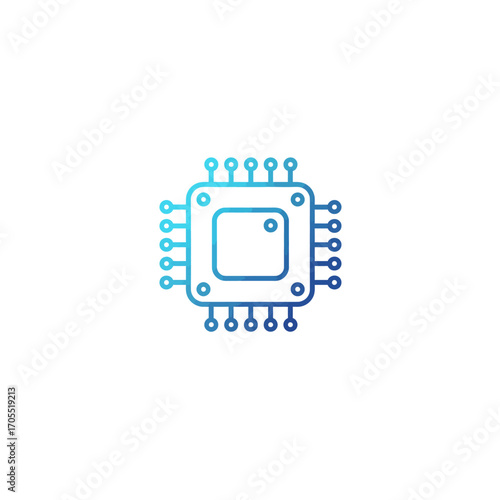 Close up of a futuristic blue microchip with electrical connections, symbolizing technology and innovation