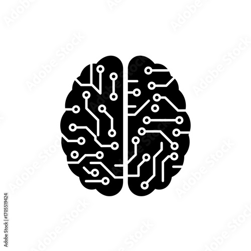 Conceptual icon of a digital brain symbolizing artificial intelligence and technology