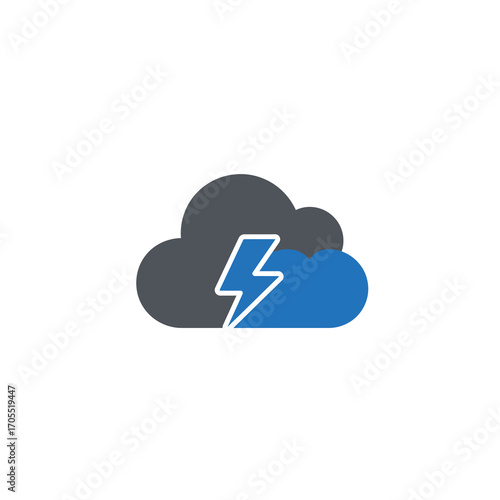 Isolated vector graphic of a dark storm cloud with a lightning flash for weather concept