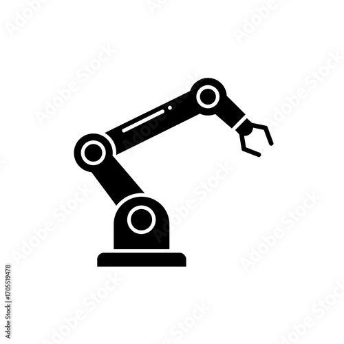 Robotic Arm Silhouette Industry Automation and Precision Engineering Icon Vector Art