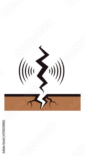 Earthquake seismic waves cracking the ground surface.