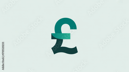 Illustration of a pound sterling symbol on a light blue background, representing finance, currency, and the british economy
