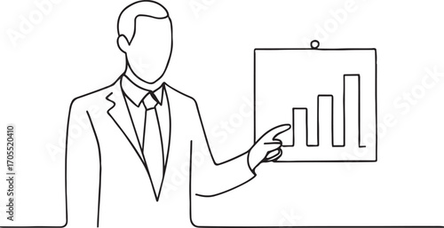 Businessman drawing a financial growth chart on a whiteboard