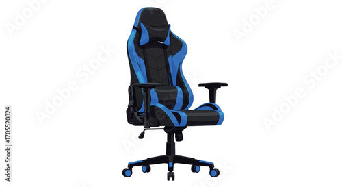 Ergonomic Gaming Chair with Blue Accents.