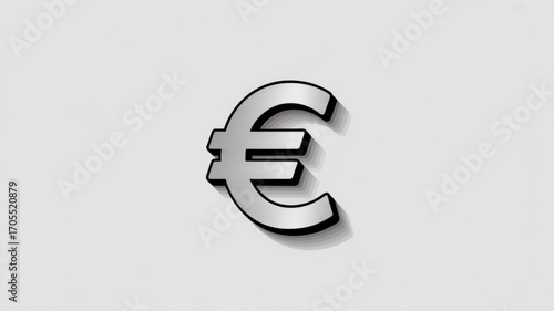 A sleek euro currency symbol, representing european finance and economy with a modern metallic design
