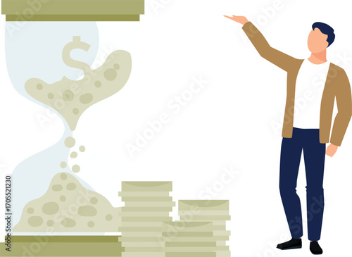 Boy spending money like sand
