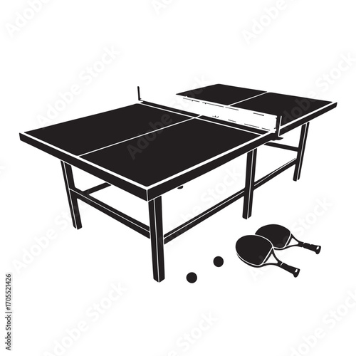 Black table tennis ping pong Silhouette Vector, High Quality Illustration on White Background