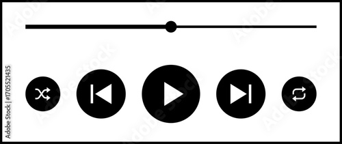 icon media music player. Player Interface Icons . Modern Vector Design for Mobile Apps . Multimedia UI navigation buttons