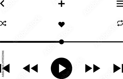icon media music player. Player Interface Icons . Modern Vector Design for Mobile Apps . Multimedia UI navigation buttons