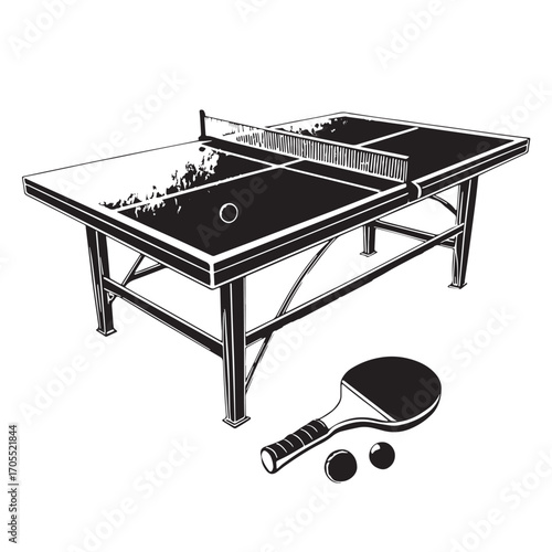 Black table tennis ping pong Silhouette Vector, High Quality Illustration on White Background