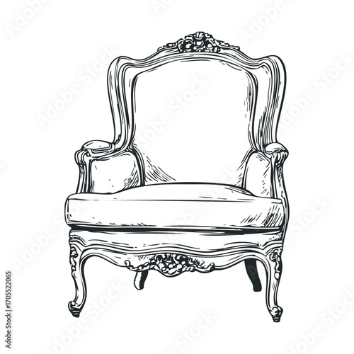 Elegant vintage armchair design for home decor and interior styling. Vector illustration
