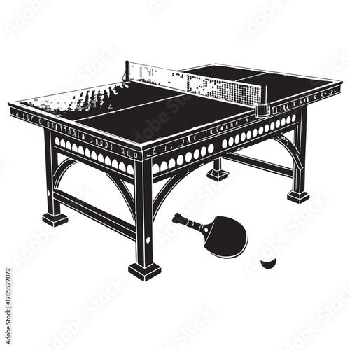 Black table tennis ping pong Silhouette Vector, High Quality Illustration on White Background