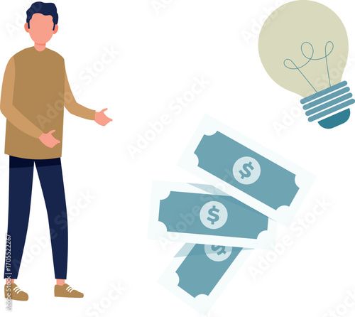 Man thinking about money idea