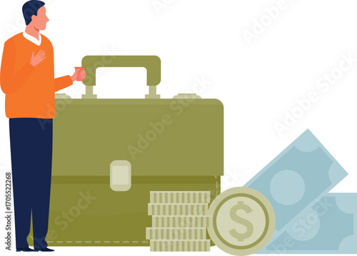 Men gets money briefcase