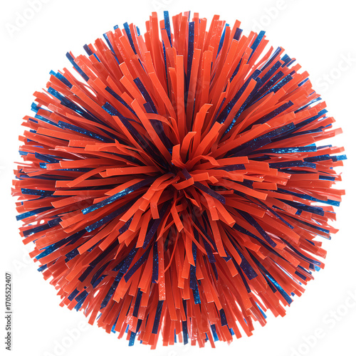 Cheerleading Pom Pom Orange and Blue Team Spirit Accessory on transparent background