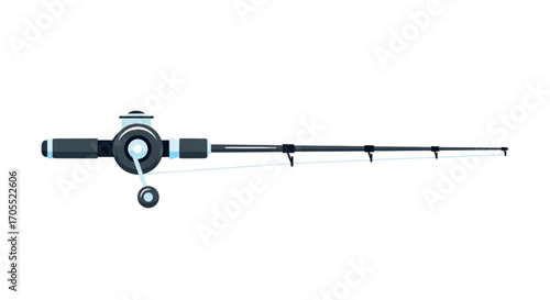 Fishing Rod and Reel Isolated on White Background.