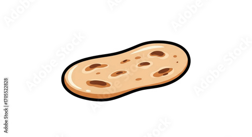Flatbread with holes on white background.