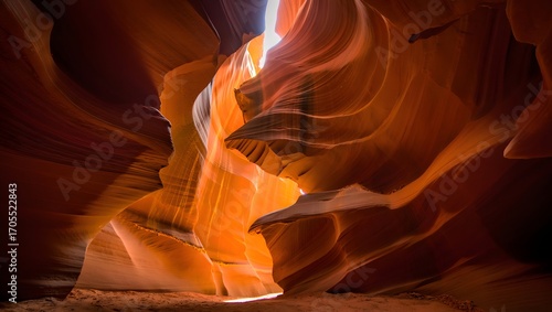 Antelope canyon walls with light shining through the canyon in arizona united states