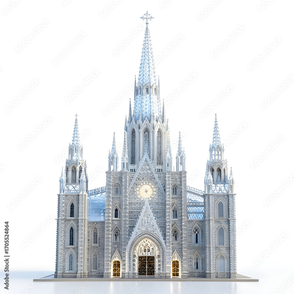 Fototapeta premium beautiful crystal cathedral isolated on white back