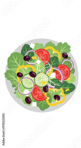 Fresh Garden Salad with Tomatoes and Olives.