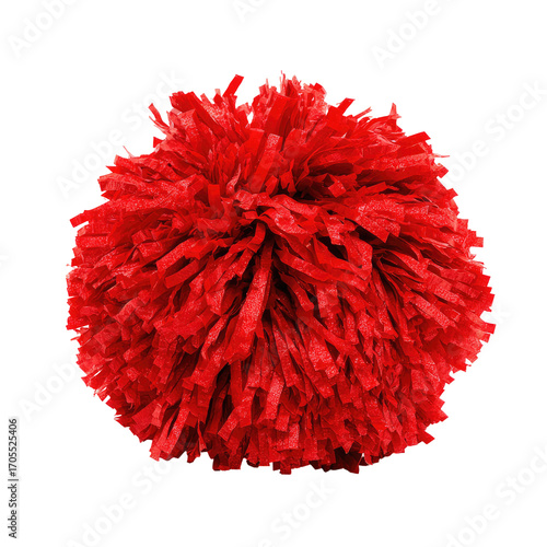 Red Pom Pom Accessory Representing Team Spirit Isolated On White Background