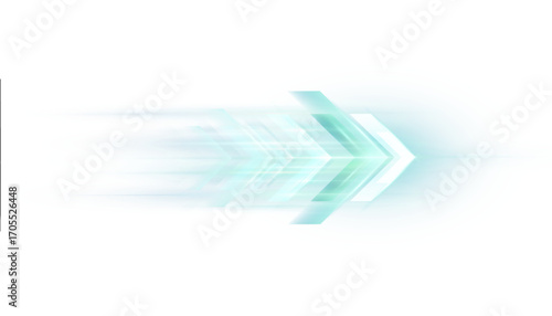 Directional arrow light effect with motion and glow effect on white background. Dynamic acceleration and impact element for gaming and fantasy compositions.