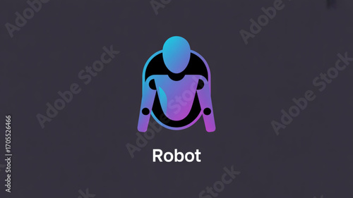Illustration of a robot icon with a minimalist design, representing artificial intelligence and automation in a modern and stylish way