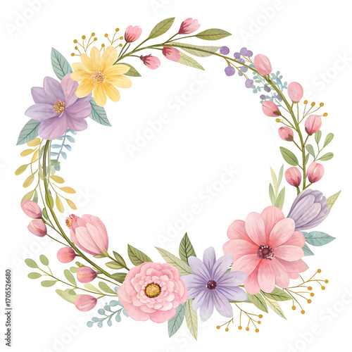 beautiful spring themed flower crown isolated on w
