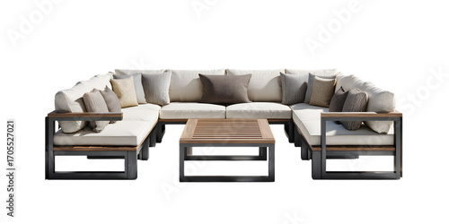Modern u shaped outdoor sectional sofa with coffee table