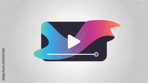 Colorful video player icon with a play button and progress bar, creating a visually appealing and modern design for multimedia applications