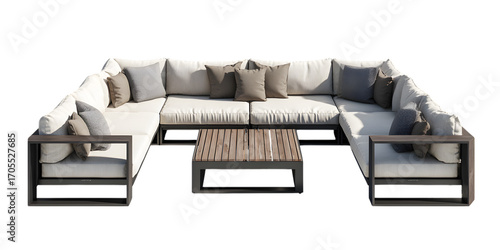 Modern u shaped outdoor sectional sofa with coffee table