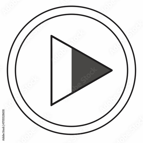 Vector art of a simple play button icon, perfect for indicating video or audio playback, with a clean and modern design