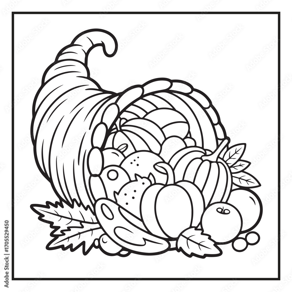Obraz premium Autumn Coloring Pages – Fall Leaves, Pumpkins, Harvest and Seasonal Designs for Kids and Adults
