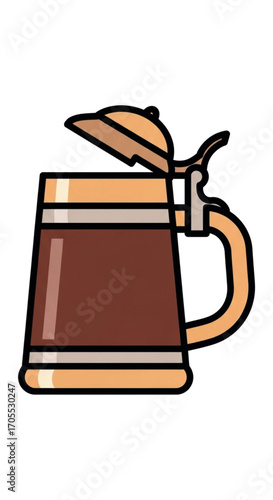German Beer Stein with Lid and Handle.