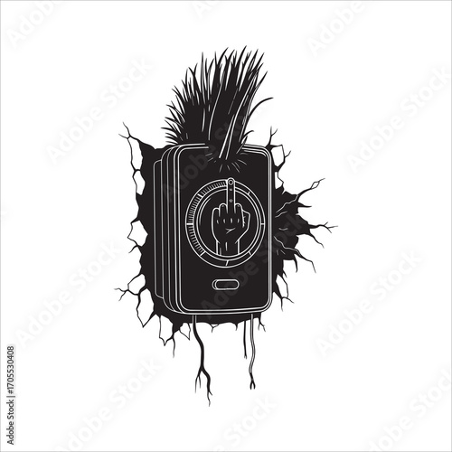 Vector art of punk rock music player with mohawk