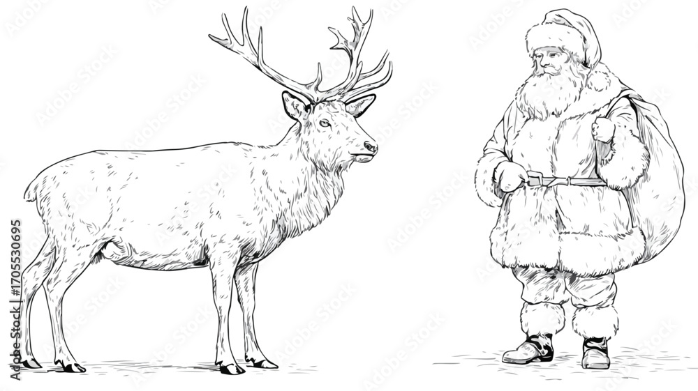Fototapeta premium Majestic Deer Line Art Illustration for Wildlife Designs