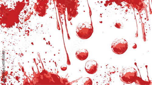 Dramatic Blood Drops and Splatters Illustration on Black Background