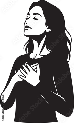 Silhouette of a Peaceful Woman Practicing Gratitude