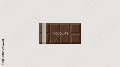 A chocolate bar, showcasing a delicious treat, perfect for satisfying sweet cravings in a simple, minimalist design