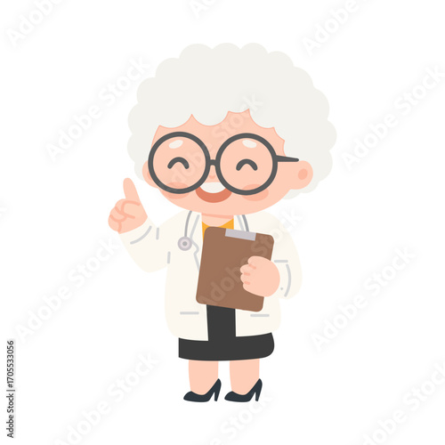 Old woman Doctor with Clipboard Illustration