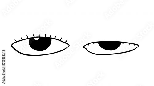 Two blinking eyes in cartoon doodle style. Scribble hand drawn seamless loop 2d animation element character face.