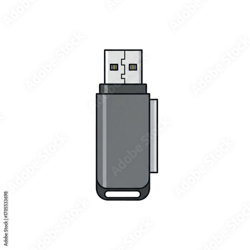 Gray USB Flash Drive with Connector.