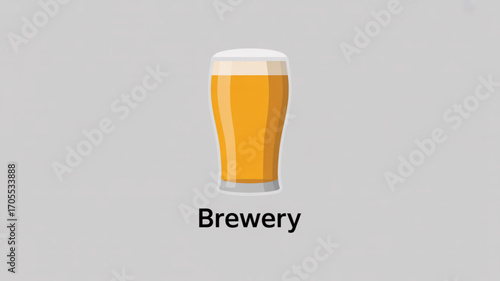 Brewery beer glass, a refreshing and golden beverage for a brewery or pub, perfect for a drink