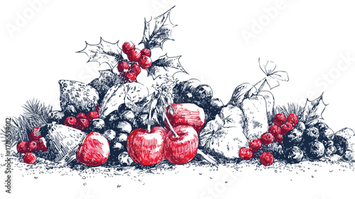 Christmas Vector on White Background: Festive Holiday Illustration Ideal for Graphic Design Projects