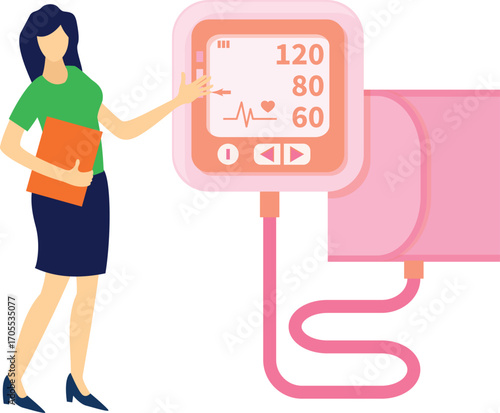 Lady shows blood pressure readings