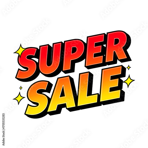 Wallpaper Mural Dynamic Super Sale lettering in a vibrant pop art style. A bold and eye-catching graphic design illustration for marketing and advertising Torontodigital.ca